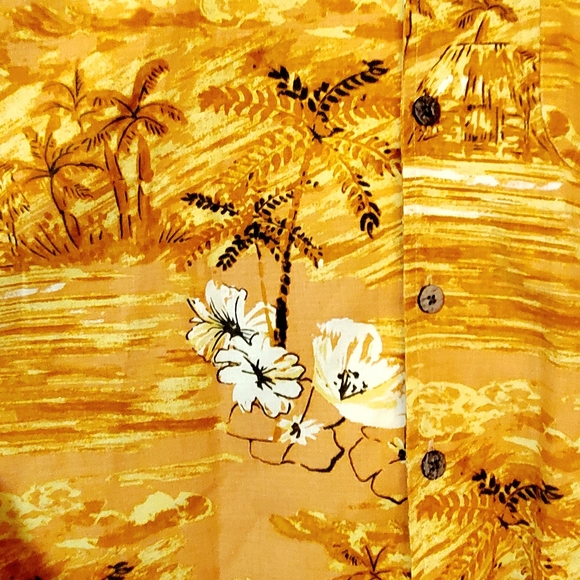 CALYPSO JOE AUTHENTIC ISLAND WEAR HAWAIIAN SHIRT. MENS Sz:L BRIGHT BEACH SCENE. - Picture 10 of 12